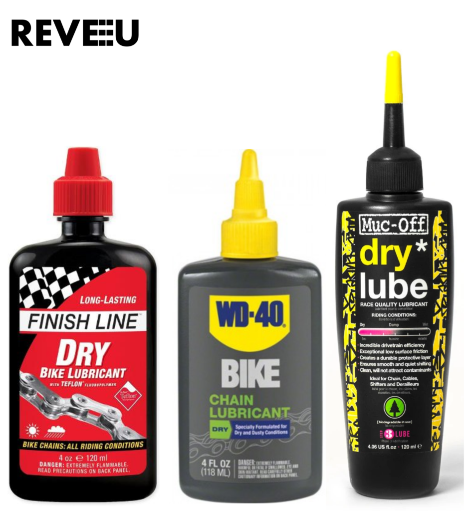 Dry lubes options from Finish Line, WD-40, and Muc-Off