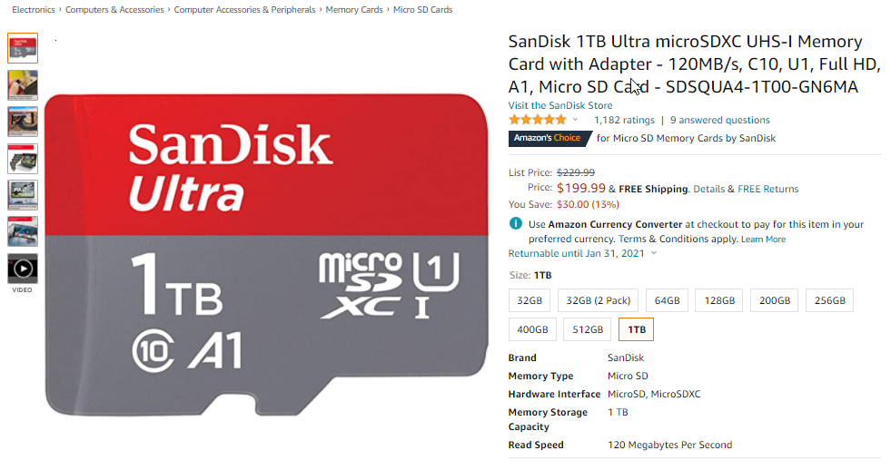 Real SanDisk microSD Card